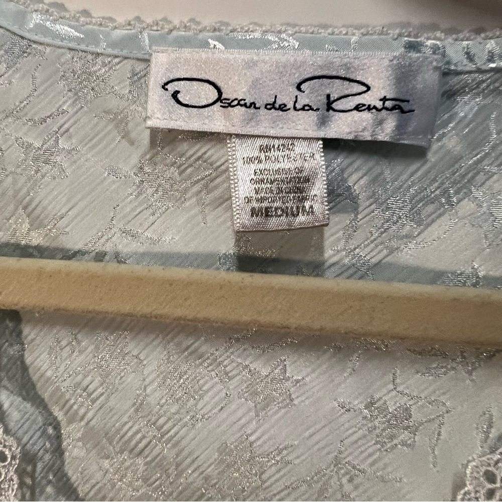 Vintage Oscar De La Renta capped sleeves Nightgown long Dress Size medium blue - Picture 5 of 8